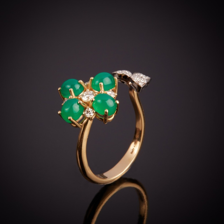 Fortuna, Anello con pietre dure e diamanti